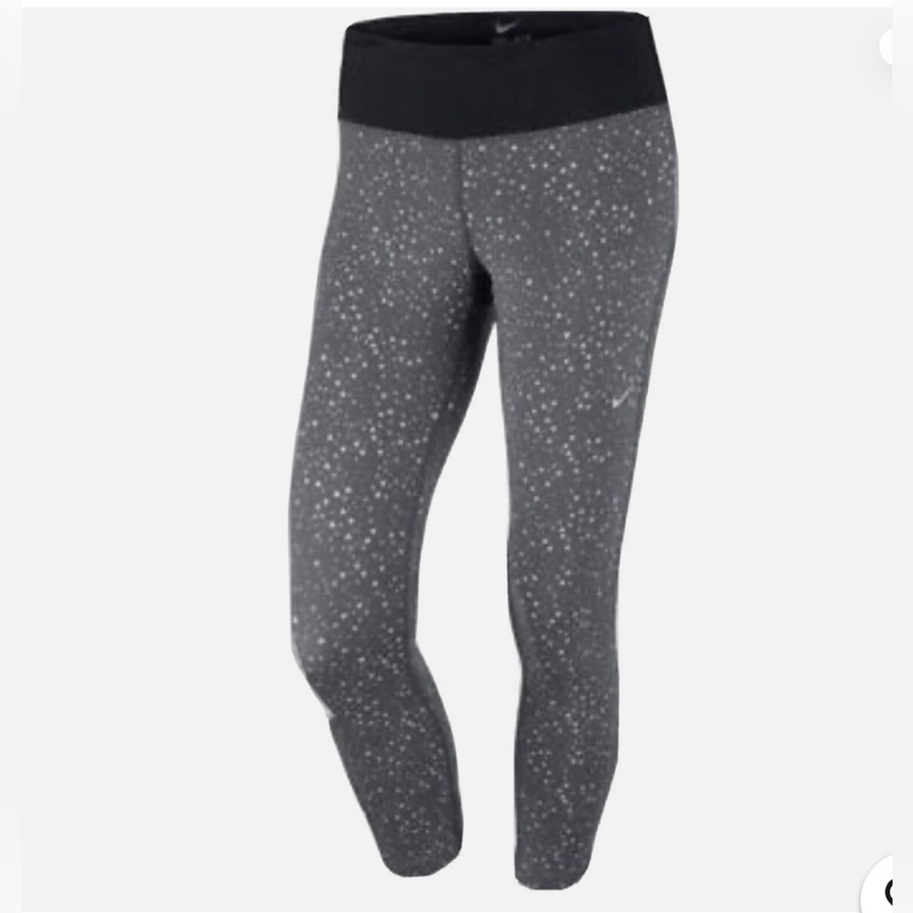 Nike Epic Run Crop Leggings Gray Triangle Print. Size Medium
